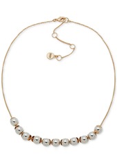 "Dkny Two-Tone Bead Statement Necklace, 16"" + 3"" extender - Gold/silve"