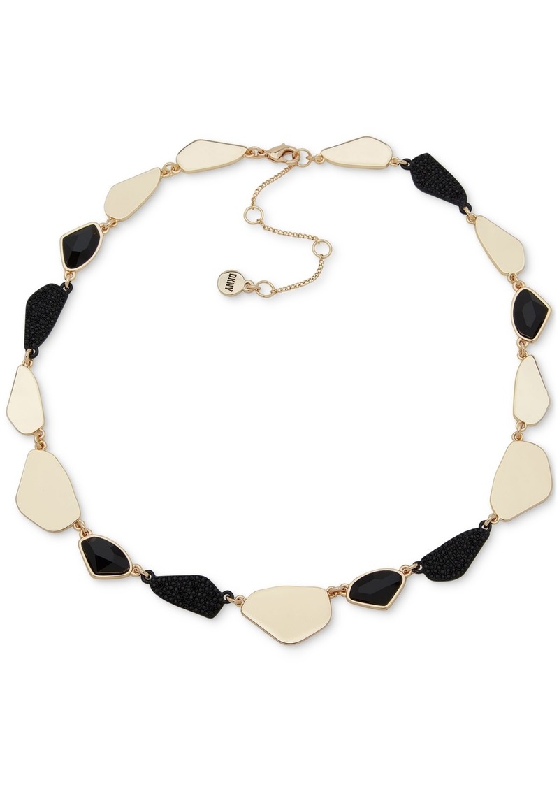 "Dkny Two-Tone Crystal All-Around Collar Necklace, 16"" + 3"" extender - Black"