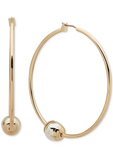 "Dkny Two-Tone Large Bead Hoop Earrings, 2.03"" - Gold/silve"