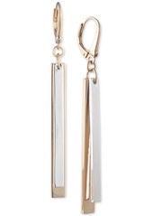 Dkny Two-Tone Pave Stick Linear Drop Earrings - Gold