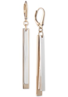 Dkny Two-Tone Pave Stick Linear Drop Earrings - Gold
