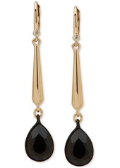 Dkny Two-Tone Tapered Bar & Tear-Shape Stone Linear Drop Earrings - Jet