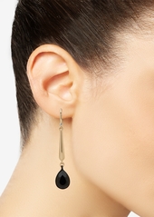 Dkny Two-Tone Tapered Bar & Tear-Shape Stone Linear Drop Earrings - Jet