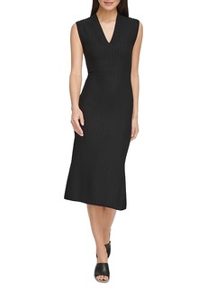 Dkny Wide Rib Sleeveless Midi Dress