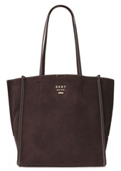 Dkny Woman Allen Leather-trimmed Suede Tote Chocolate