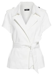 Dkny Woman Belted Cotton-blend Jacket Ivory