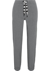 Dkny Woman Cropped Mesh-trimmed Stretch-shell Track Pants Gray