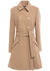 Dkny Woman Double-breasted Belted Felt Coat Camel