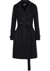 Dkny Woman Double-breasted Belted Wool-blend Felt Coat Black