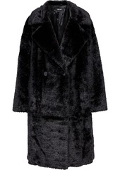 Dkny Woman Double-breasted Faux Fur Coat Black