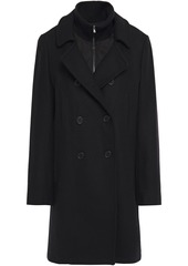 Dkny Woman Double-breasted Wool-blend Twill Coat Black