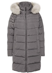 Dkny Woman Faux Fur-trimmed Quilted Shell Hooded Coat Anthracite