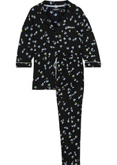 Dkny Woman Hit Refresh Floral-print Stretch-jersey Pajama Set Black