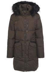 Dkny Woman Quilted Shell Hooded Coat Army Green