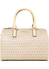Dkny Woman Monogram-print Faux Textured-leather Tote Beige