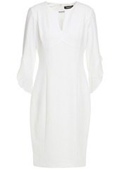 Dkny Woman Pleated Chiffon-trimmed Stretch-crepe Dress White