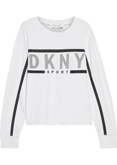 Dkny Woman Printed French Cotton-blend Terry Sweatshirt White