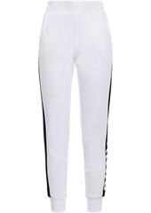Dkny Woman Printed French Cotton-blend Terry Track Pants White