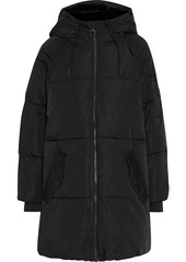 Dkny Woman Printed Quilted Shell Hooded Coat Black