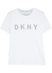 Dkny Woman Printed Stretch Cotton And Modal-blend Jersey T-shirt White