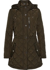 Dkny Woman Quilted Shell Hooded Jacket Army Green