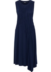 Dkny Woman Ruched Cotton And Modal-blend Jersey Midi Dress Navy