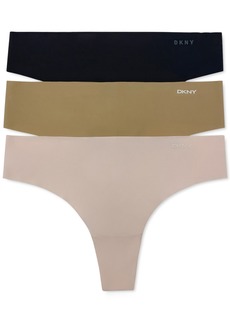 Dkny Women's 3-Pk. Litewear Cut Anywear Thong Underwear DK5026BP3 - Black, Glow, Pearl Cream