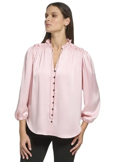 DKNY Women's Long Balloon Sleeve Blouse  XXL