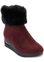 Dkny Women's Abri Faux-Fur Wedge Booties - Bordeaux/ Black