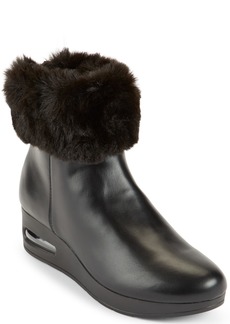Dkny Women's Abri Faux-Fur Wedge Booties - Black Smooth