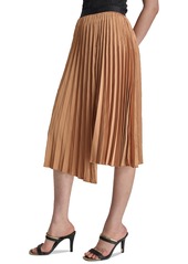 Dkny Women's Asymmetric Pleated Pull-On Midi Skirt - Raspbrry C