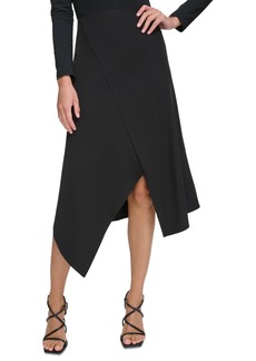 Dkny Women's Asymmetrical-Hem Skirt - Black