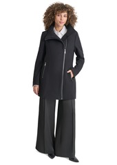 Dkny Womens Asymmetrical Zip Coat, Created for Macys - Dark Camel