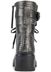 Dkny Women's Basia Buckled Quilted Lug Sole Combat Boots - Dark Gunmetal