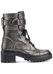 Dkny Women's Basia Buckled Quilted Lug Sole Combat Boots - Dark Gunmetal