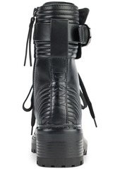 Dkny Women's Basia Buckled Quilted Lug Sole Combat Boots - Black