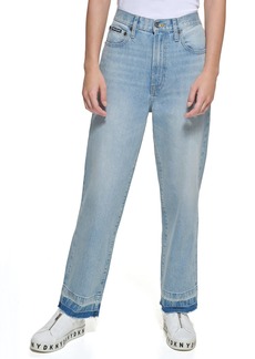 DKNY Women's Basic Essential Wide Leg Straight Jeans Light WASH