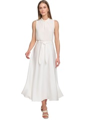 Dkny Women's Belted A-Line Midi Skirt - Ivory
