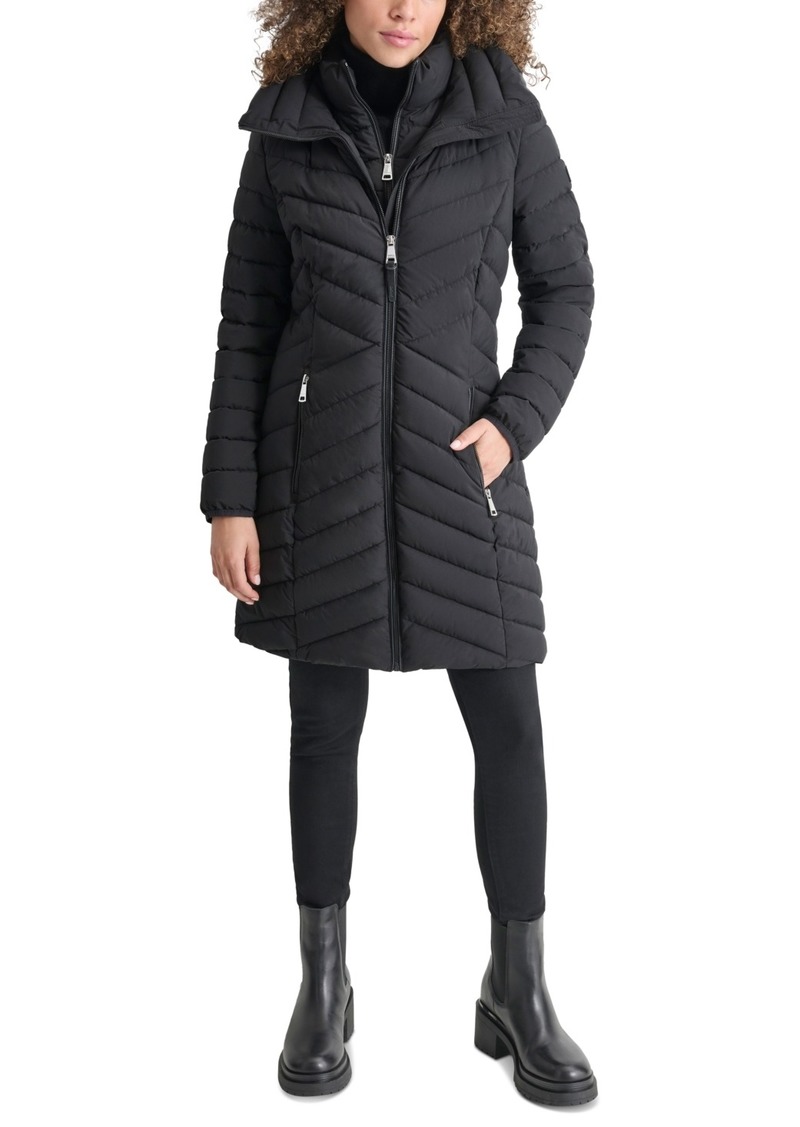 Dkny Women's Bibbed Packable Puffer Coat - Black