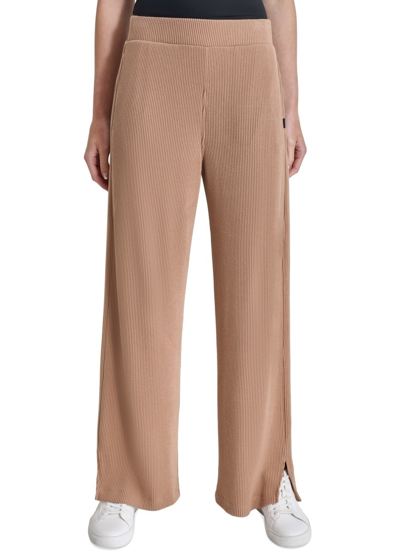 Dkny Women's Brushed Rib-Knit Straight-Leg Pants - Praline