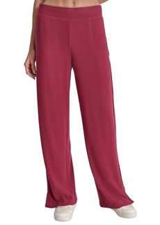 Dkny Women's Brushed Rib-Knit Straight-Leg Pants - Burgundy