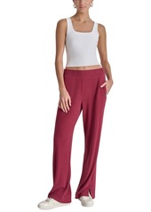 Dkny Women's Brushed Rib-Knit Straight-Leg Pants - Praline