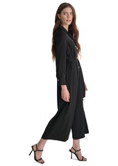 Dkny Women's Button-Front Belted Wide-Leg Jumpsuit - Black