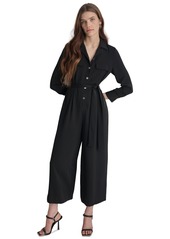 Dkny Women's Button-Front Belted Wide-Leg Jumpsuit - Black