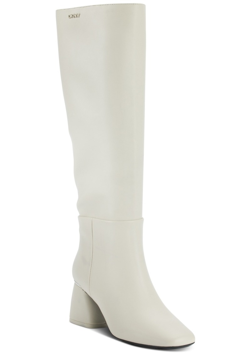 Dkny Women's Cana Block Heel Knee High Dress Boots - Soft White