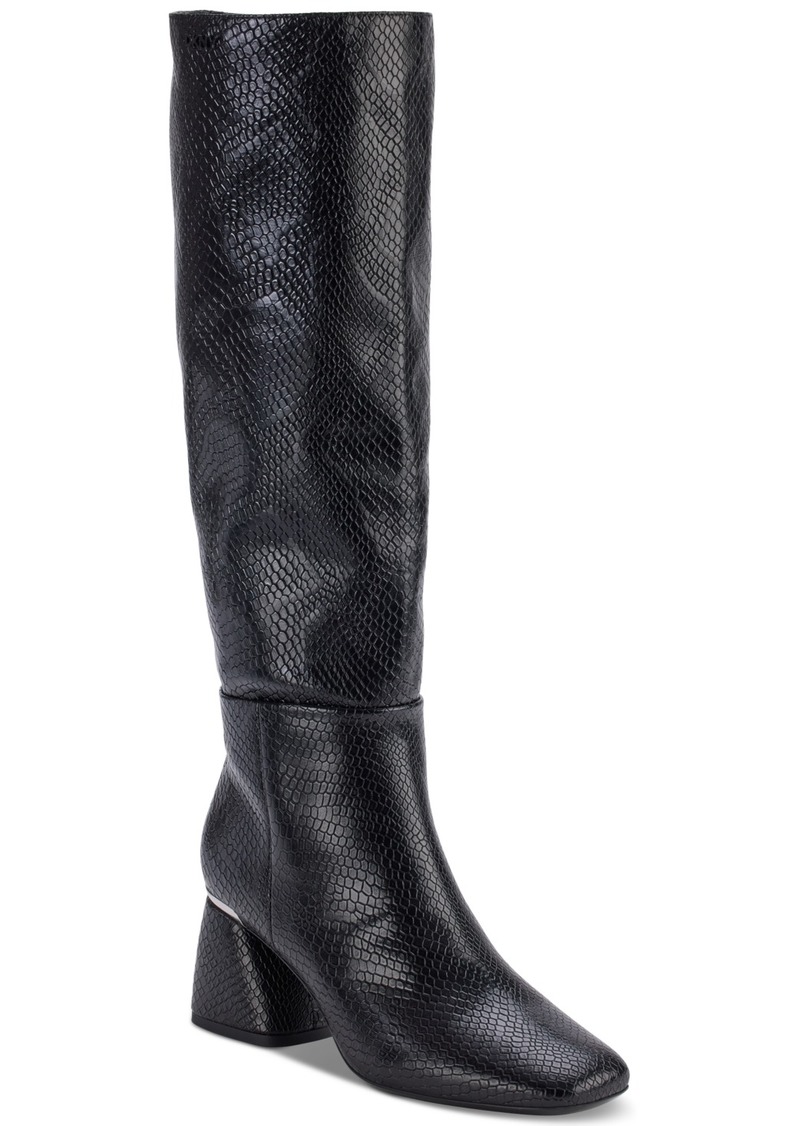 Dkny Women's Cana Block Heel Knee High Dress Boots - Black Smooth