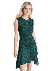 Dkny Women's Center-Ruched Asymmetric-Hem Dress - Pine/Black