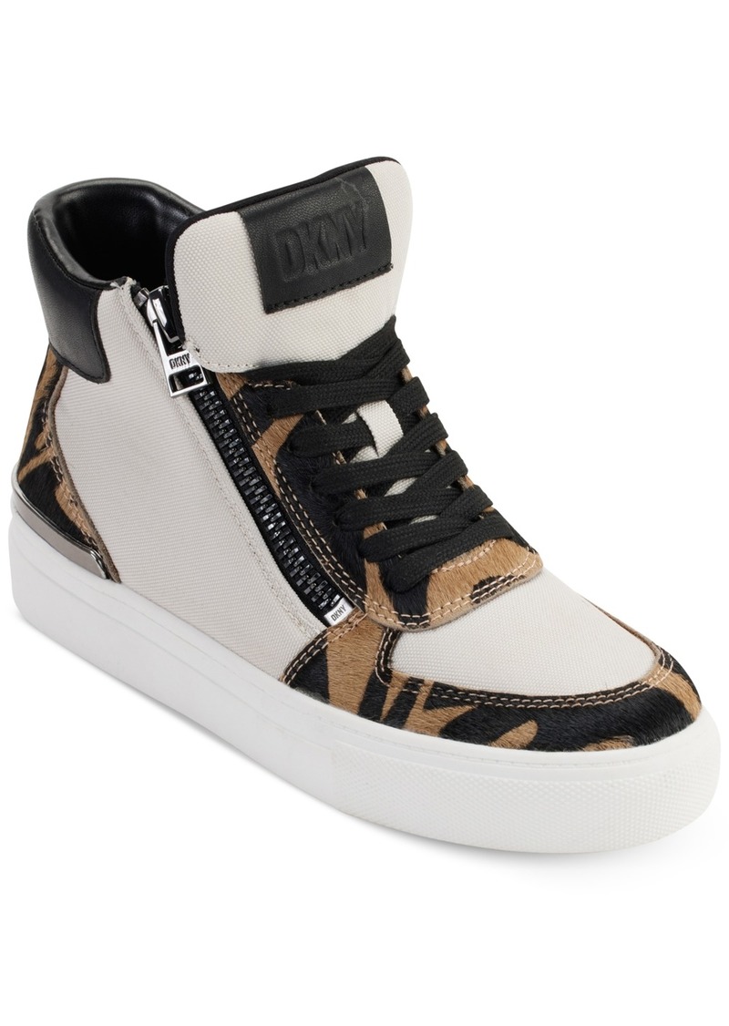 Dkny Women's Cindell Lace-Up Zipper High Top Sneakers - Pebble/ Black