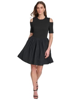 Dkny Women's Cold-Shoulder Mixed-Media Dress - Black