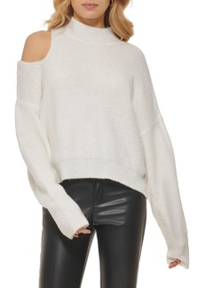 DKNY Women's Cold-Shoulder Ribbed Long Sleeve Sweater